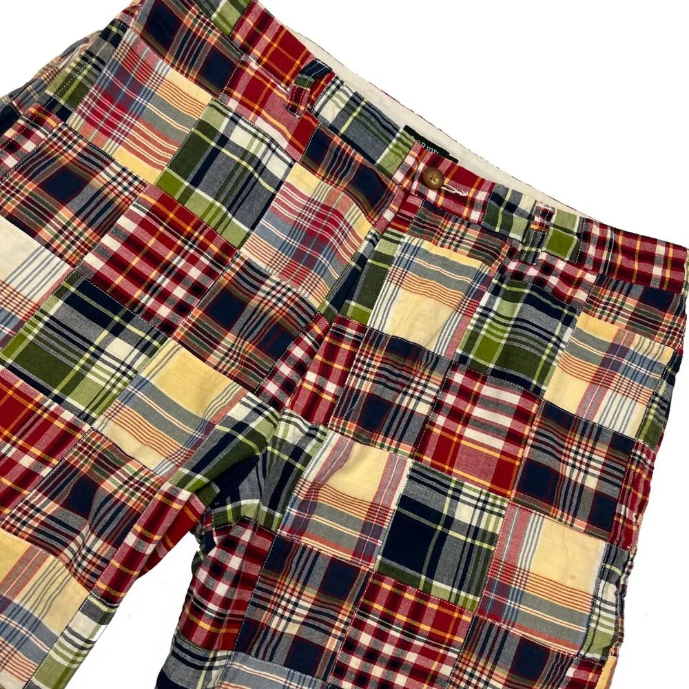 J. Crew Multicolor Patchwork Madras Cotton Shorts